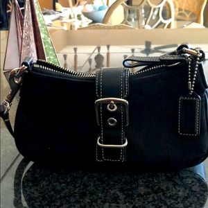 Coach Big C petite cloth and  leather handbag